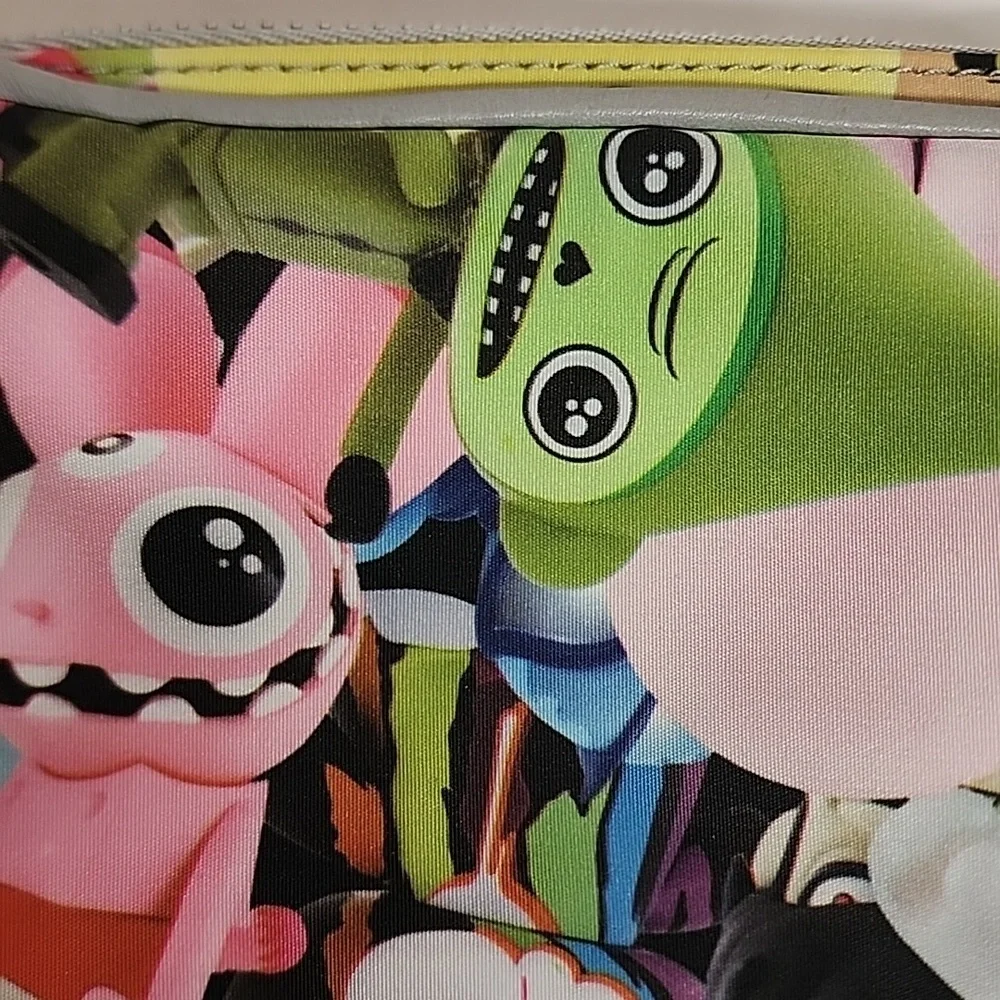 Kidrobot Vintage Rare Y2K Multicolor Pile Up Print Robot Amazing Zip Bag